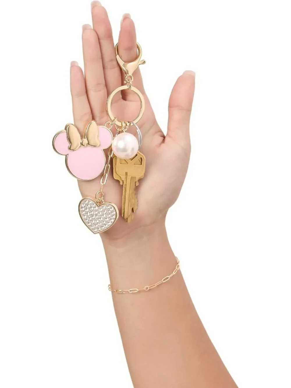 Minnie Mouse Keychain for Women - Gold-Tone Bag Accessory, Cute Gift Idea